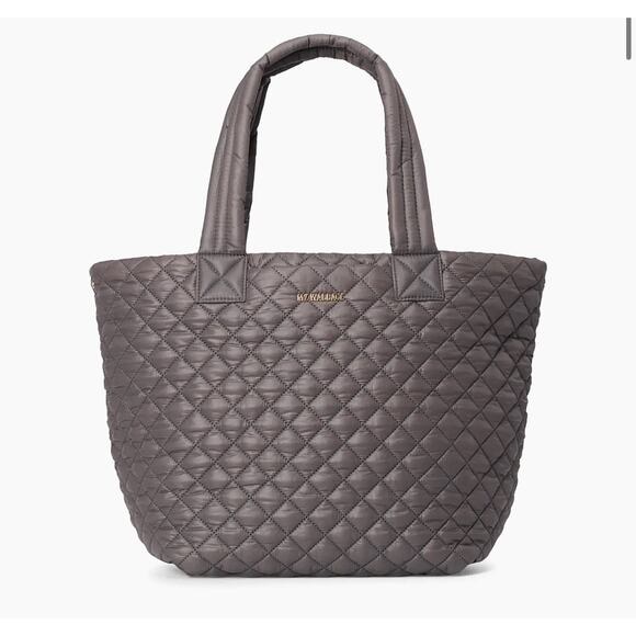 MZ Wallace Metro - Medium Deluxe Tote Travel Quilted Bag Magnet Gray Rec